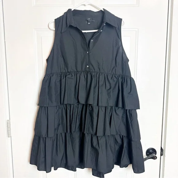 river island black mini dress River Island Black Puff Sleeve Mini Dress UK 12